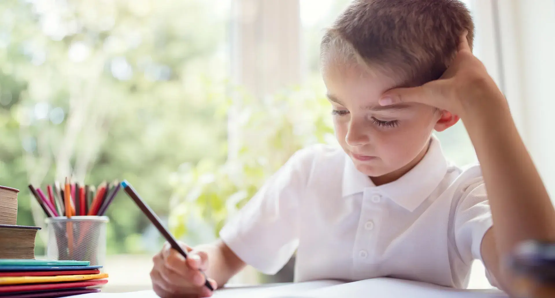 Boy reading a book